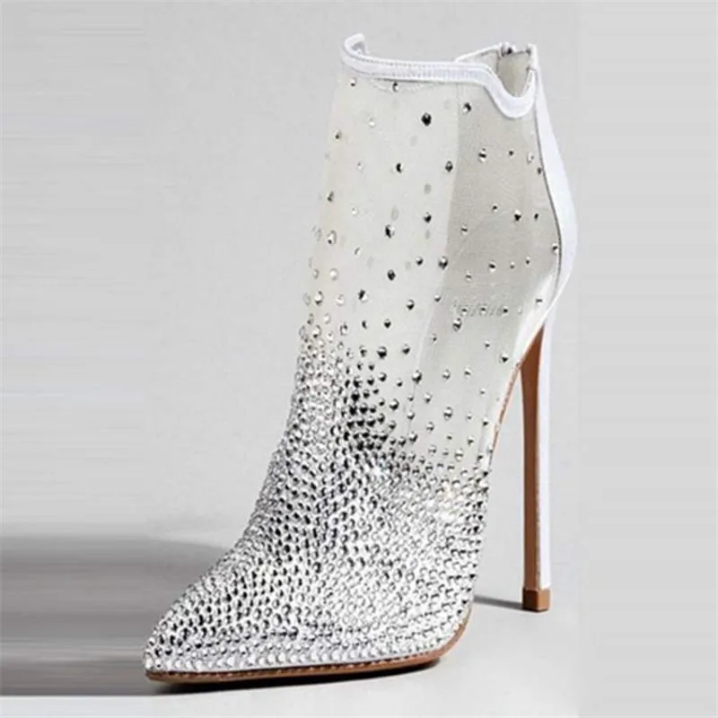 

Brand New Rhinestone Women Summer Shoes Sexy High Heels Fashion Pointed Toe Summer Boots Ladies Shoes Pumps