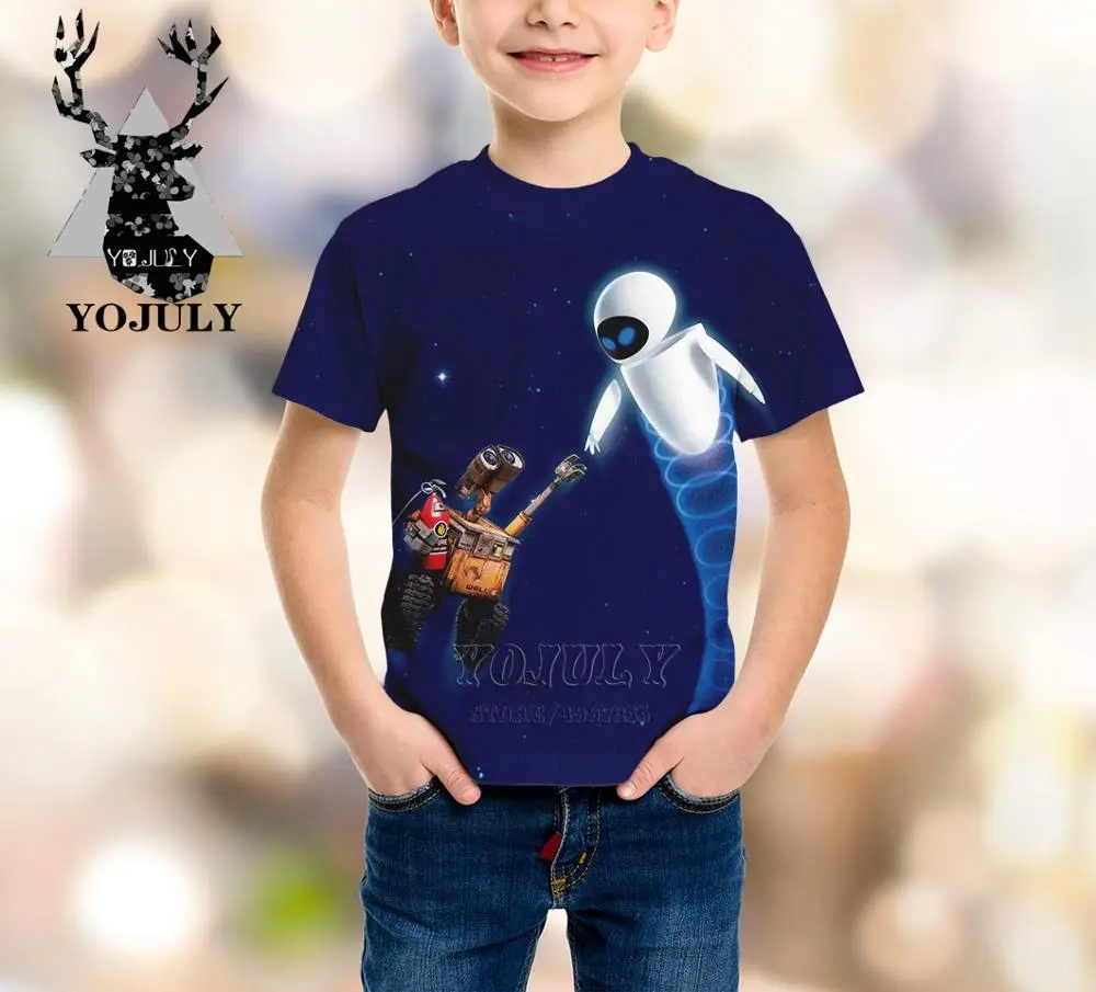 YOJULY Robot WALL. E/футболка с 3d принтом для мальчиков и девочек-подростков детская Милая футболка с короткими рукавами Топы, детская одежда лето A111