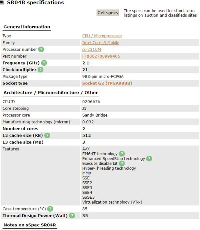 Процессор Intel Core I3 2310M i3 2310 процессор ноутбука i3-2310M кэш 3 м 2,10 ГГц ноутбук SR04R PPGA988 поддержка чипсета PM65 HM65