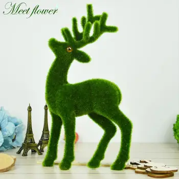 

Artificial Grass Turf Deer Simulation lichen Deer Creative Fake Animals Desk Home Decor Fake Flower Moss Decor for Christmas