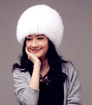 

women winter fur hat genuine fox fur hats knitted silver fox fur caps female russian bomer caps