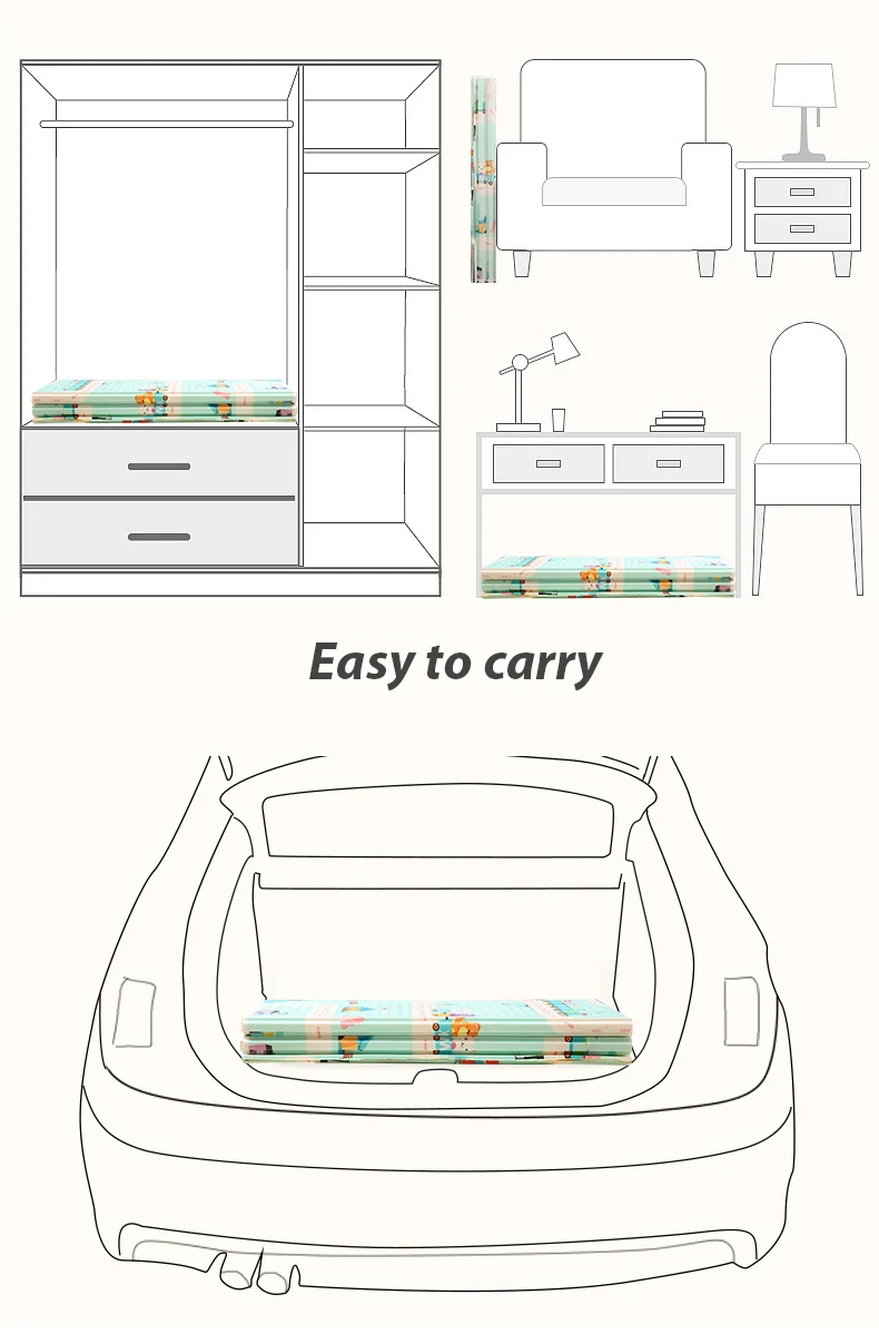Детский Блестящий игровой коврик, складной XPE коврик для ползания, 180*200 см, домашний портативный складной водонепроницаемый коврик-головоломка Carprt