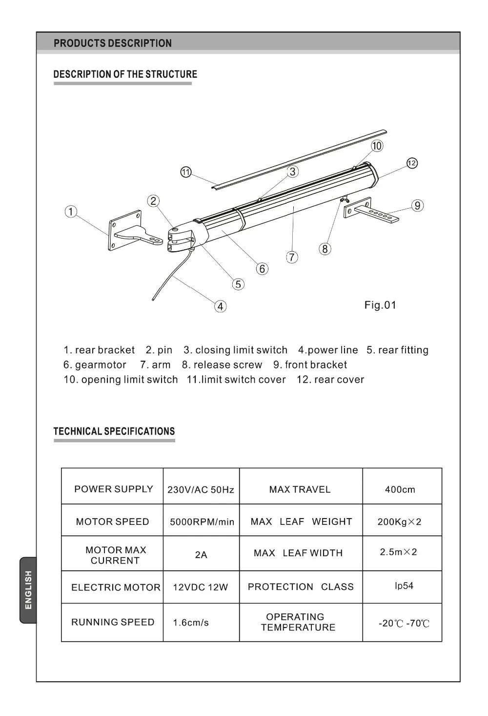 Sale DC24V Electric Linear Actuator 200kgs Engine Motor System Automatic Swing Gate Opener + 2 remote control 2