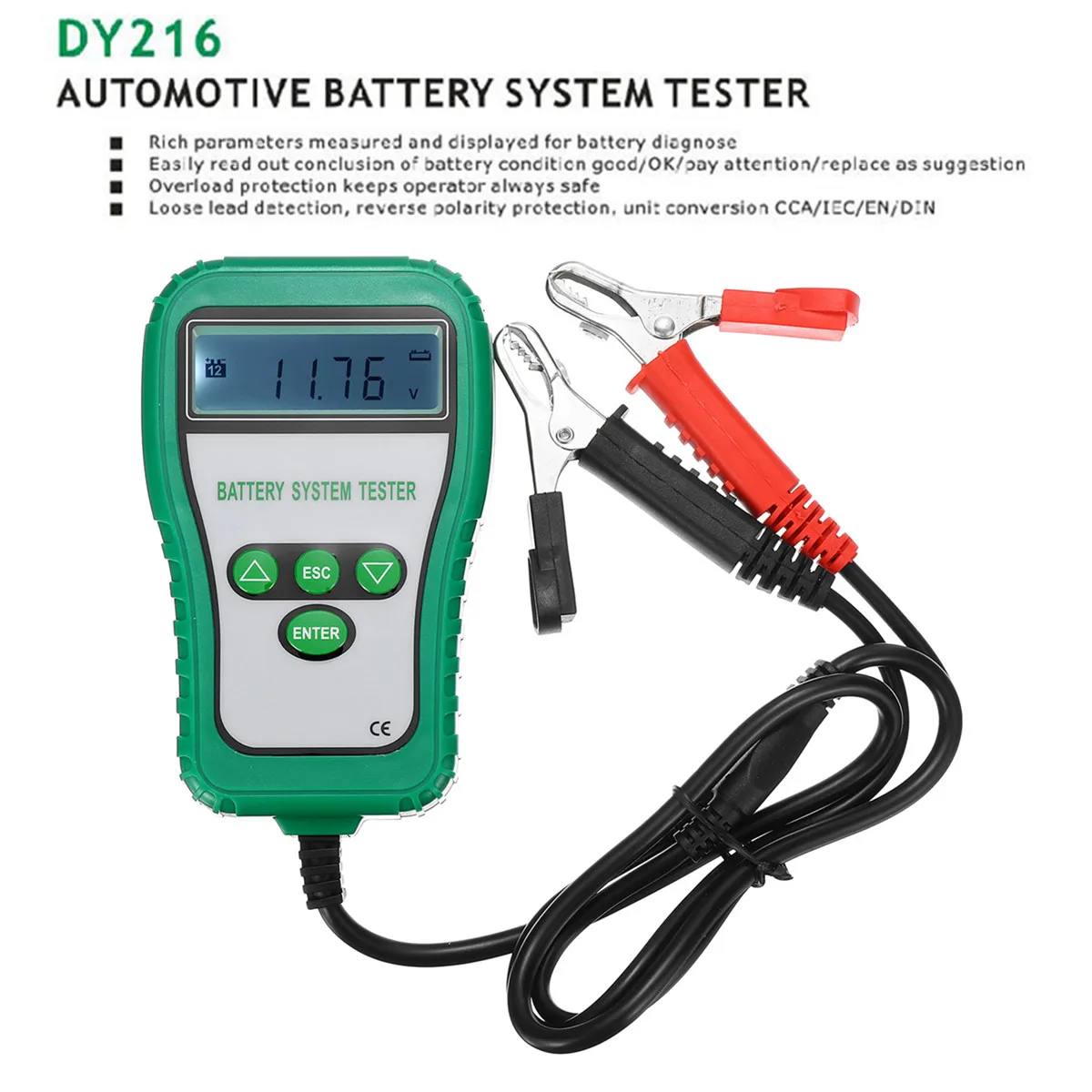 

12V LCD Digital Battery Tester Analyzer Tester Cranking Alternator Battery System Amps Battery Resistance Voltage Life Analysis