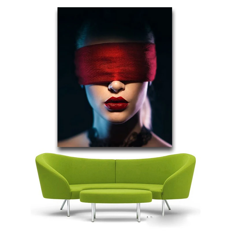 

Free Shipping Oriental Sexy Girl No eyes red Decorative Arts Prints On Canvas Art Beautiful Woman Photo Canvas Prints Painting