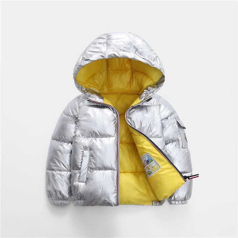 Baby Girl Jacket New Child Outerwear Kids Down Cotton Coat Waterproof Snowsuit Children's Winter Jackets For Girls Clothes - Цвет: Silver Coat
