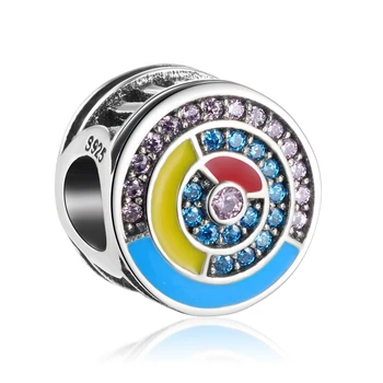

ZMZY New Design Original 925 Sterling Silver Charms Color Rhythm Enamel CZ Beads Snake chain Bracelet for Women Gift
