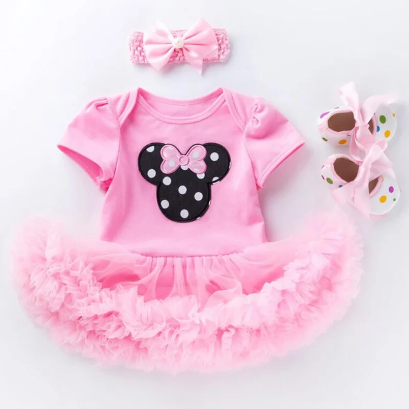 Fantasia Minnie/Одежда для маленьких девочек летнее кружевное детское платье на день рождения туфли с лентами балетная пачка для новорожденных Одежда для маленьких девочек - Цвет: ED314-C
