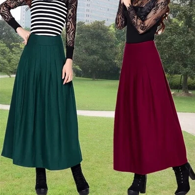 2016 nuevo otoño invierno las mujeres de color sólido falda larga de la vendimia de lana larga faldas falda talle alto|colorful long skirts|long skirtskirt long - AliExpress