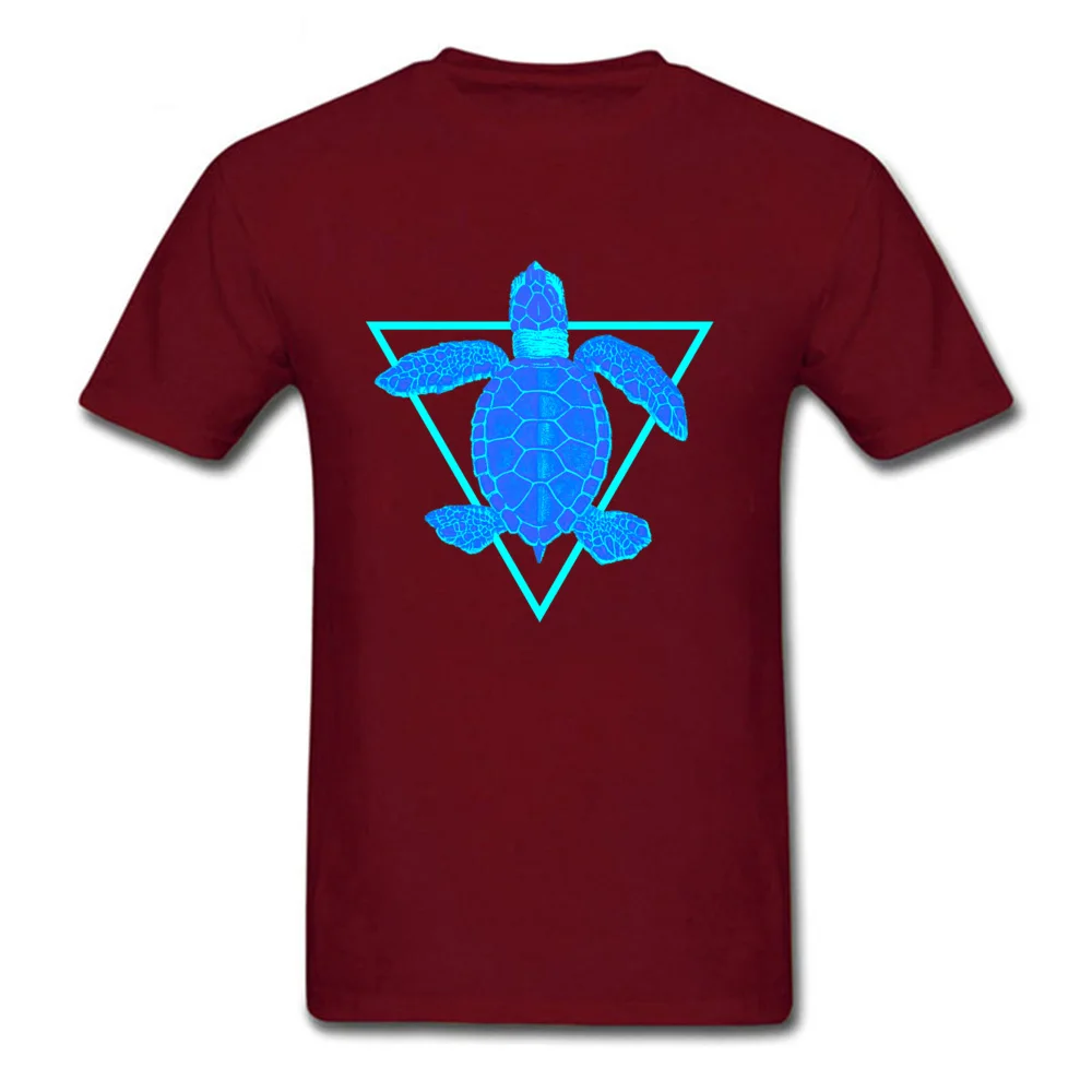 Blue turtle Top T-shirts Short Sleeve Crazy Coupons Men Summer/Fall Tops Shirts Crazy Tee-Shirt O Neck 100% Cotton Fabric Blue turtle maroon