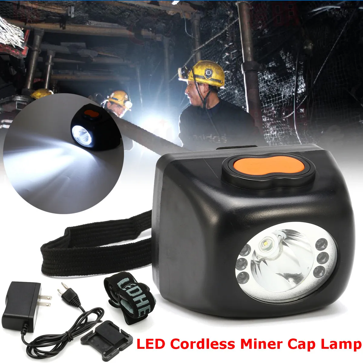 

3W Portable LED Headlamp Cordless Miner Safety Headlight Head Flashlight Torch Lamp Light Camping Light for Miner Fishing