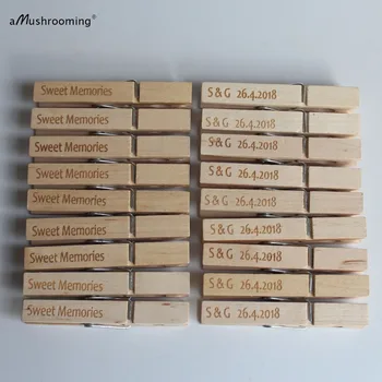 

x50 Personalized Large Wooden Mini Clothespins Photo Wall Clips for Wedding Anniversary Party Decoration 2.75 Inch