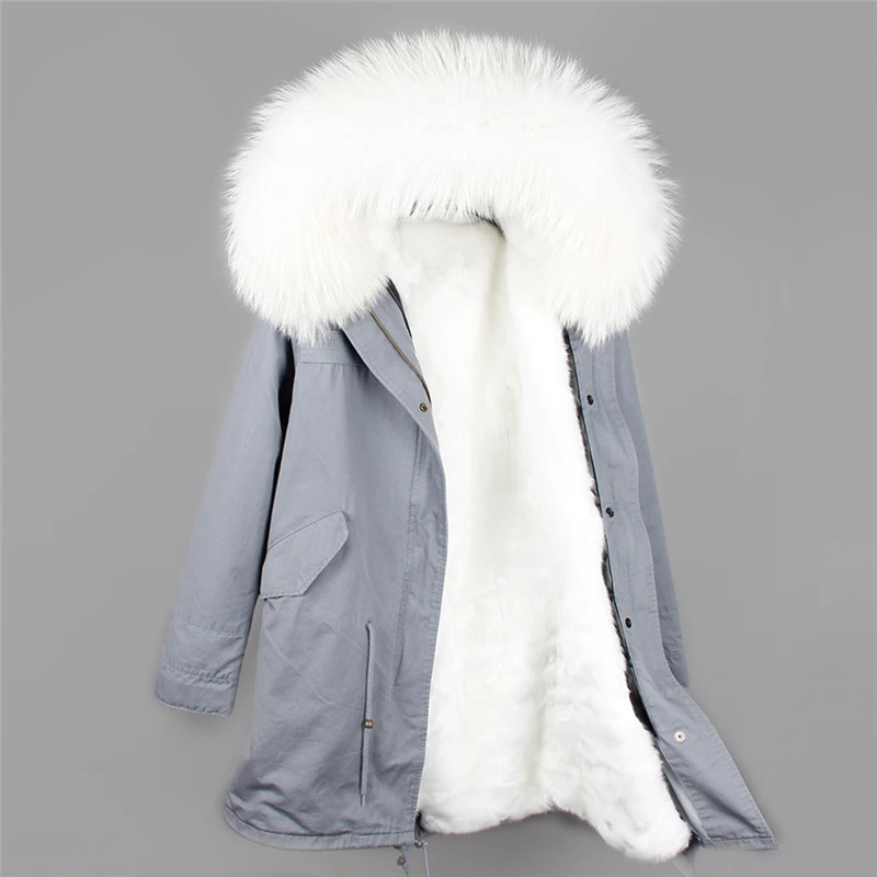 Пальто с натуральным мехом, бренд, новинка, большой мех енота, с капюшоном, Длинная зимняя куртка, Женская парка, натуральный мех, для женщин, толстая теплая подкладка