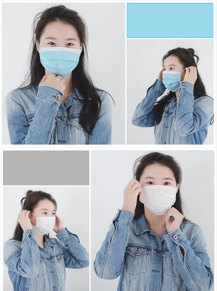 20pcs 3-Ply Independent Packaging Disposable Elastic Mask Hanging Ear Mask Dustproof Surgical Anti Fog Hygiene Mouth Mask