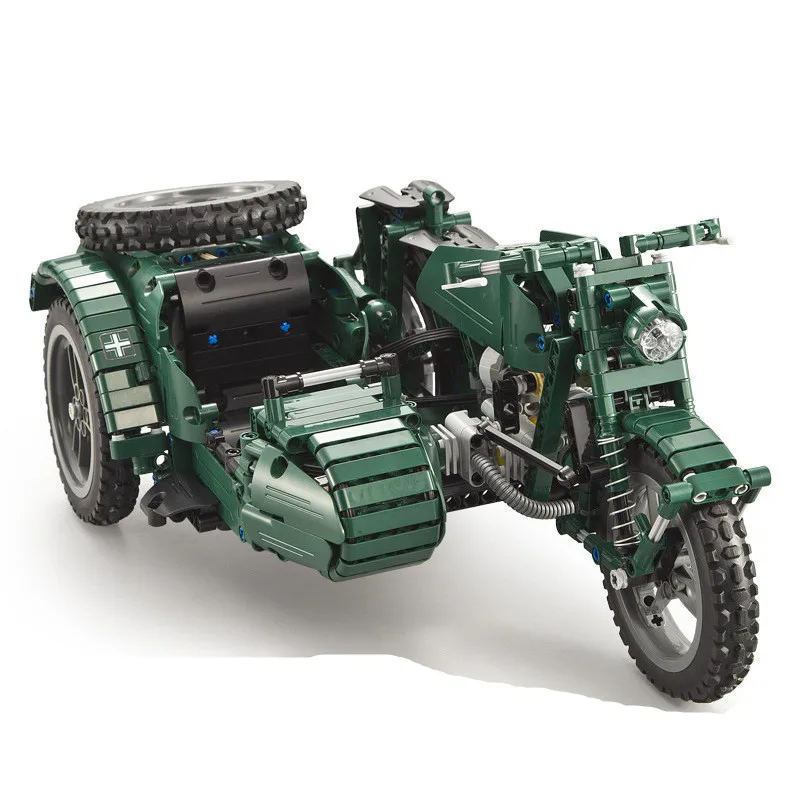  World War II Motorcycle Technic Military Remote Control RC Building Block Weapon Army Technic Serie