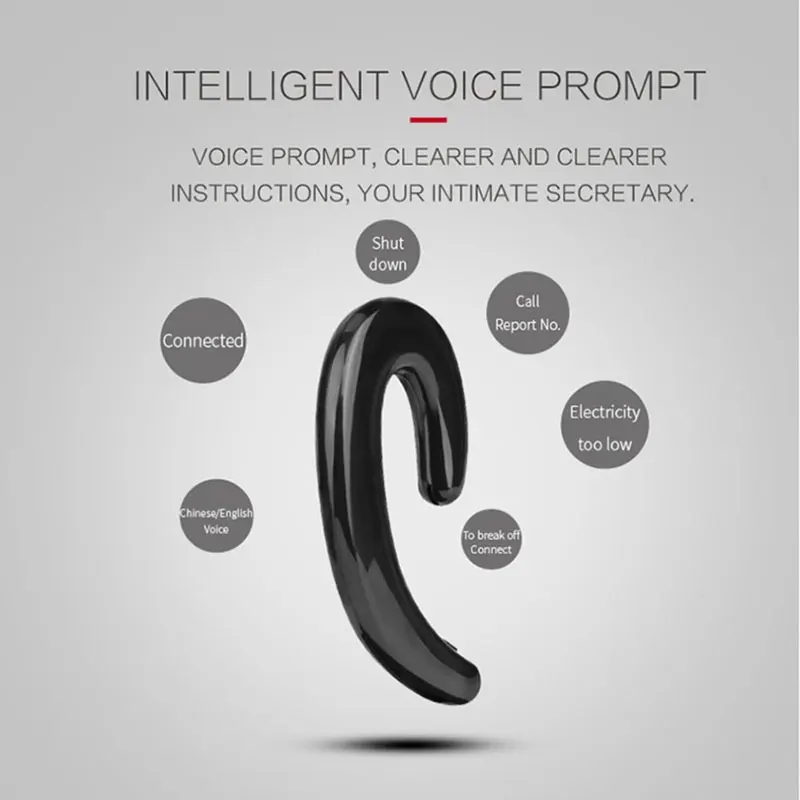 Mini Earhook Wireless Bluetooth Headset With Mic Hands free Noise Canceling Bone conduction Sport Earphone For Phone
