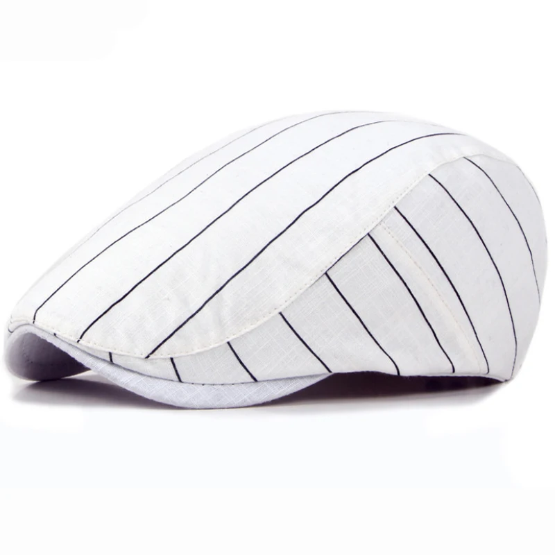 

HT1709 Spring Summer Sun Cap Hats for Men Women Striped Cotton Berets Male Ivy Flat Cap Beret Hat Fashion Female Men Beret Cap