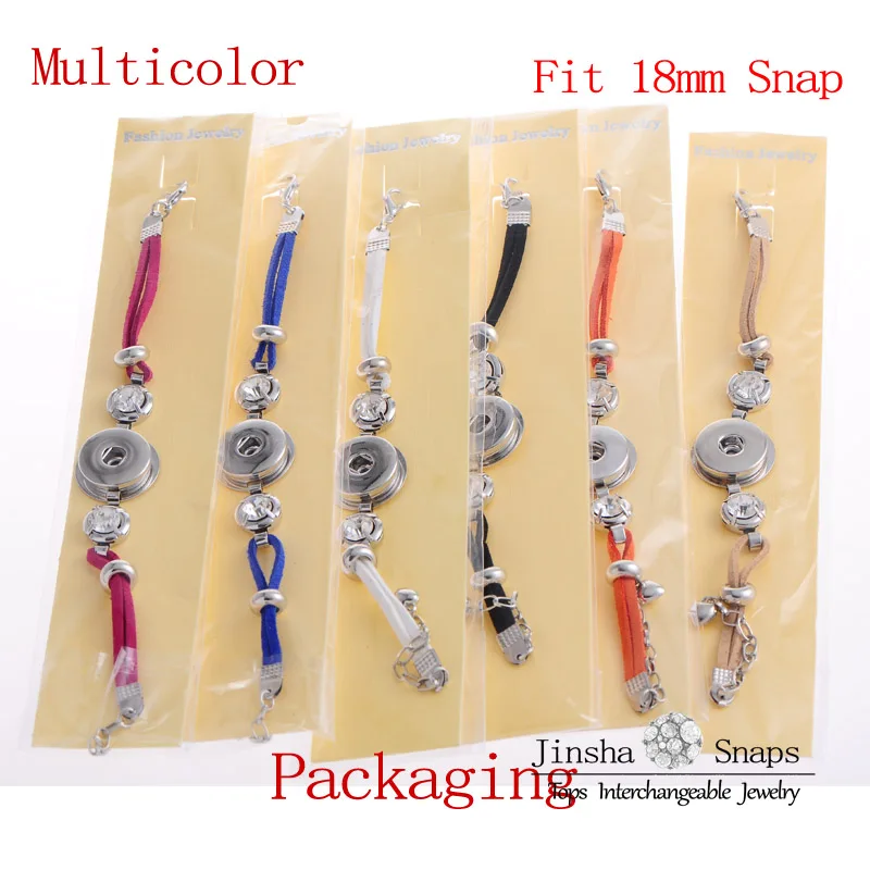 2017 New 6 Color Rope Chain Snaps Bracelets With Heart Charm Fit 18mm