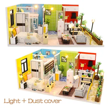 

NEW Toys Doll Houses Miniature Dollhouse DIY Doll House Wooden Furniture Kit Toys for Children Christmas Gift Simple Life M043