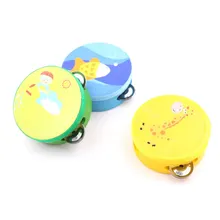 Мультяшный детский деревянный барабан, детский музыкальный инструмент, детский барабан, Детские ручные колокольчики, музыкальный инструмент, колокольчики, Обучающие