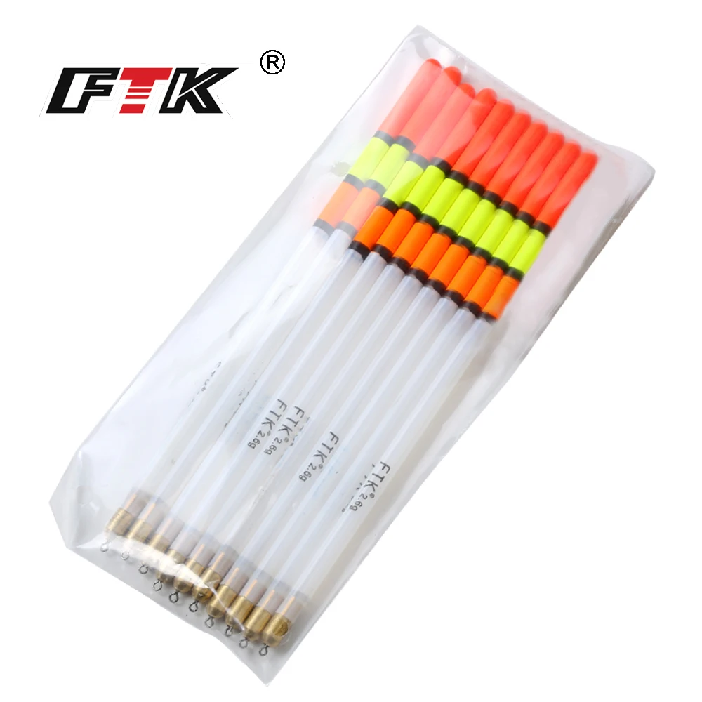 Flotteurs pêche carpe plastique transparent FTK 10 pièces lot mixte tailles 1.5g à 3.0g pour pêche au coup