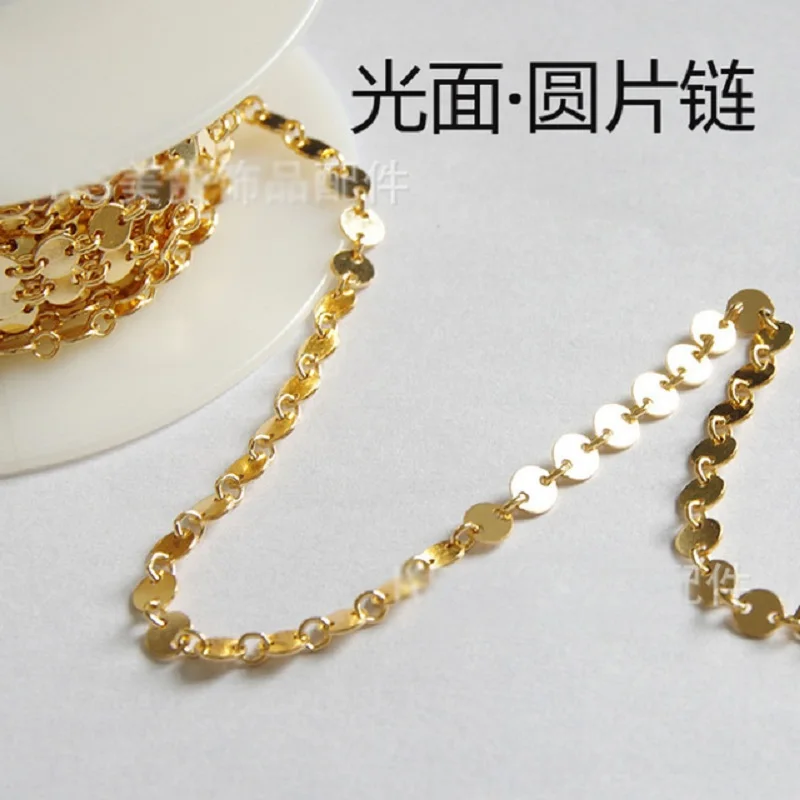 

IB5082 Gold filled Smooth small round sheet chain not fade 4mm 10cm DIY jewelry accessories wholesale 10cm/lot