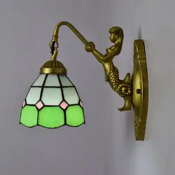 Зеленый настенный светильник витраж художественный светильник светодиодный настенный светильник (бра) Коридор настенный светильник для