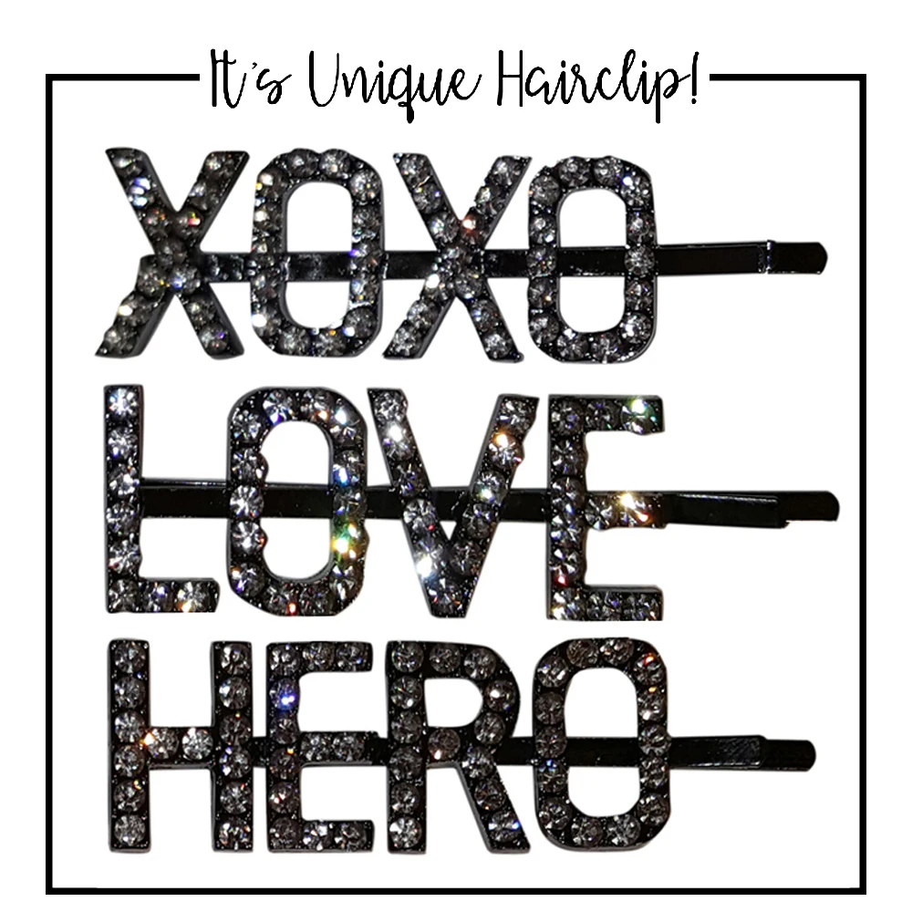 Оригинальные аксессуары для волос с надписью блестящие заколки кристаллами
