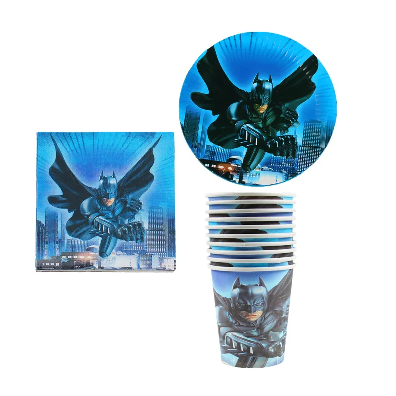 

Cartoon Batman 40pcs party supplies Cup Plate Napkins Disposable tableware birthday Wedding for baby shower decoration home