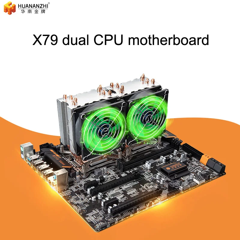 Аппаратное обеспечение ПК huanan Zhi dual cpu X79 LGA2011 материнская плата 64G ram REG ECC Dual cpu Intel Xeon E5 2670 V2 SR1A7 с кулерами