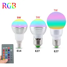 E27 E14 светодиодный LED 16 изменение цвета RGB Волшебная осветительная лампа 85-265 в 110 в 120 В Светодиодный прожектор в RGB 220+ ИК-пульт дистанционного управления