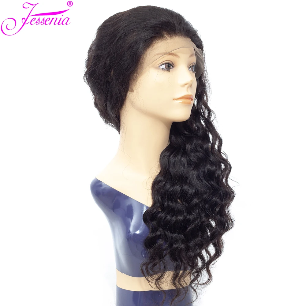 Глубокая волна Синтетические волосы на кружеве натуральные волосы парики для Для женщин 8-24 дюймов парик шнурка с предварительно сорвал