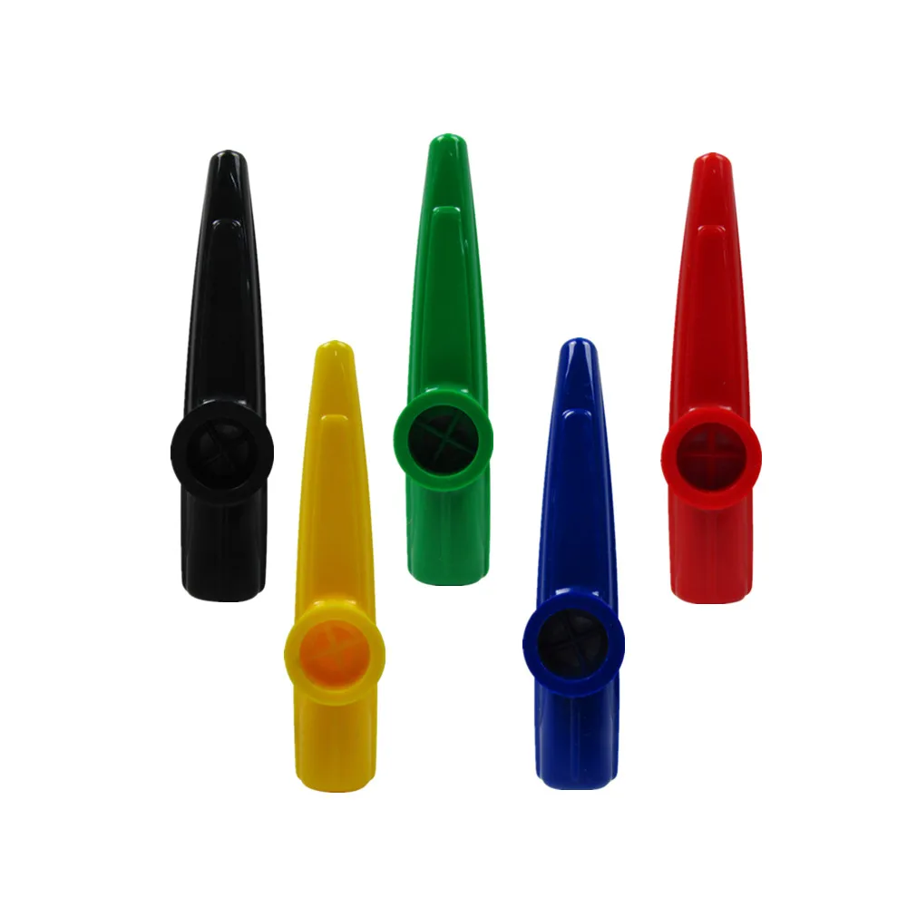 10 шт/партия смешанный 5 цветов пластиковый казу флейта, музыкальный инструмент для детей любителей музыки
