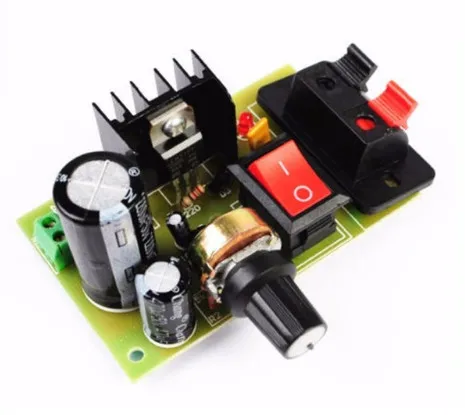 

LM317 DIY Kit Step Down Power Supply Module Adjustable Voltage Regulator Switch Resettable Fuse Electrolytic Capacitor Board