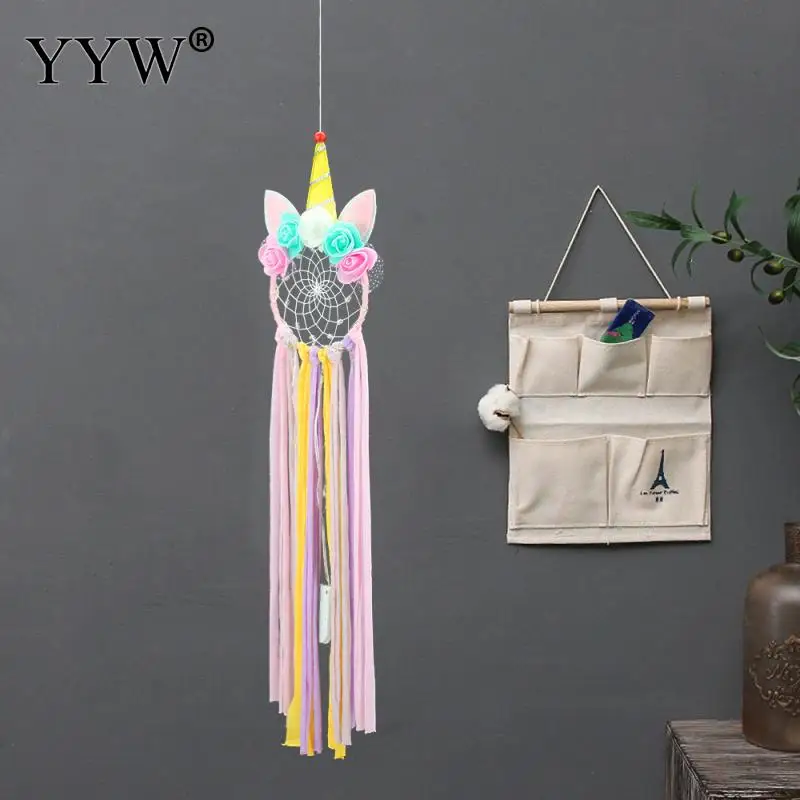 Unicorn Dream Catcher Led Light Dreamcatcher Nordic Room Decoration Scandinavian Car Hoops Hanging Pendant Feather Crafts
