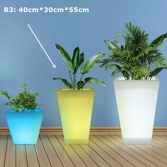 Rechargeable LED Flower Pots Glowing light Planters Vases PE Material
