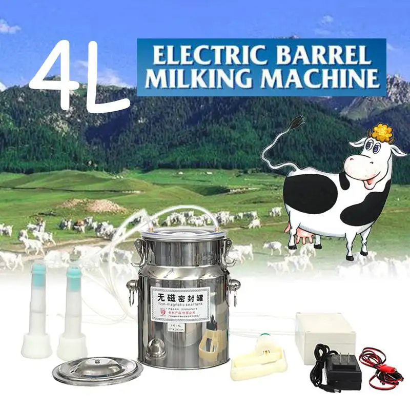 

4L Stainless Steel Durable Cattle Sheep Portable Milking Machine with Vacuum Pump Pulsator Electric Milking Machine