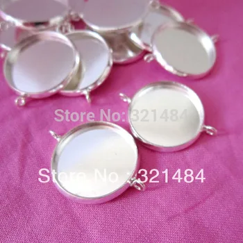 

Silver Plated 500X Pendant Blank, Pendant Base Double Vertical hole 16mm bezel setting WHOLESALE