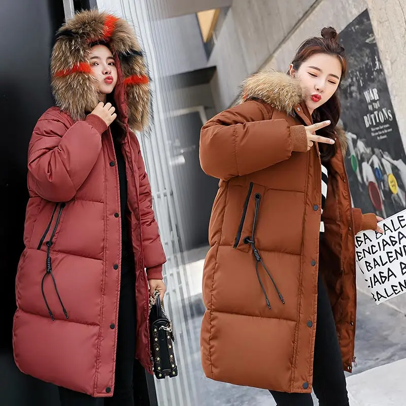 

2018 new Winter Jacket Women Long Parkas New Warm Two Sides Wear Down Cotton Artificial Fur Collar Women's Coat Jacket