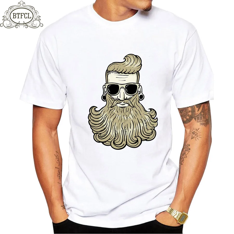 

BTFCL Men's Undercover Short Sleeve T Shirt White Tee T-Shirts Personalized beard Design Streetwear Clothing