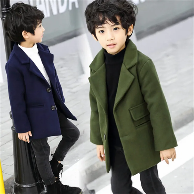 2018 Boys Wool Coat Outerwear Long Sleeves Turn Down Collar Blend 2018-boys-wool-coat-outerwear-long-sleeves-turn-down-collar-blend