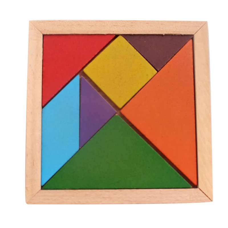 Kayu Tangram 7 Potongan Jigsaw Puzzle Warna warni Square IQ Game Asah Otak  Cerdas Mainan Pendidikan untuk Anak anak|Teka-teki| - AliExpress