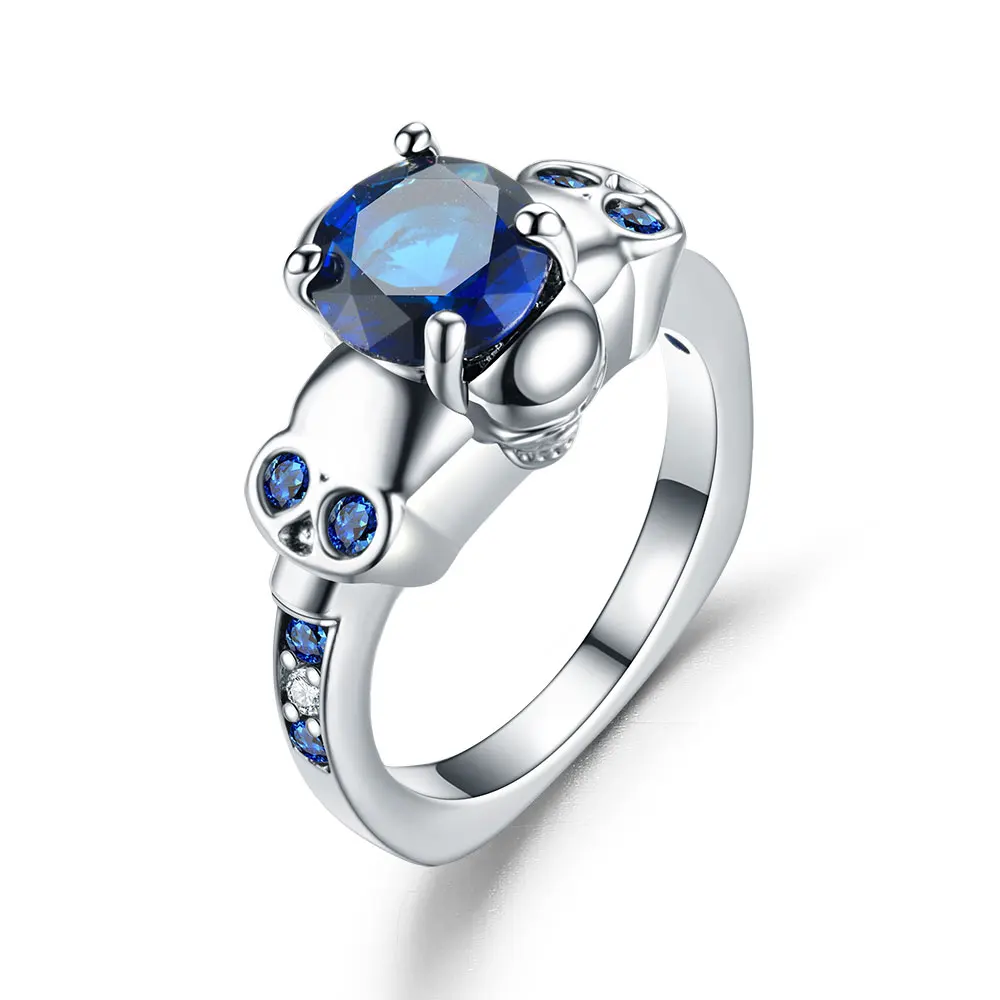 

Exquisite Jewelry Skull Rings Women Zircon Crystal Engagement Rings Punk