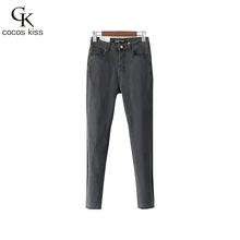 

2017 Womens Darkgrey Pencil Lady High Waist Popular Autumn Denim Lady