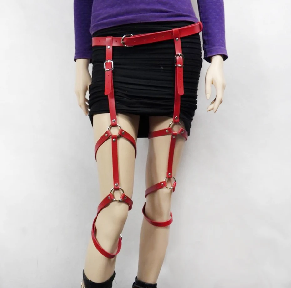 Maikun портупея кожаная женский ремень харадзюку сексуальные готические упряжечные ремни для женщин чулок ремня панк из искусственной кожи жгут ног подвязки