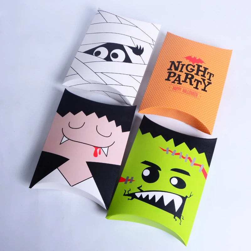50Pcs Halloween Night Party Decoration Cartoon Mummy Green Monster Vampire Pillow Shape Paper Candy Box Show Kids Birthday | Дом и сад