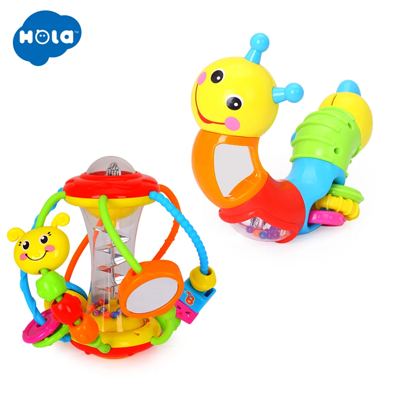 Minibaby Set of 4 Colorful Rattles Hand Grasp Bouncing Ball for Early Education
