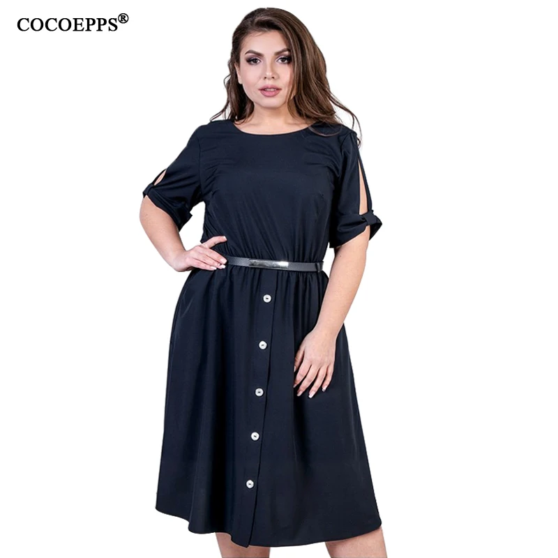 

5XL 6XL 2019 Plus Size Women Summer Dress Casual Large Big Size Loose Dress Sexy Office Ladies Elegant Party Vestidos With Belt