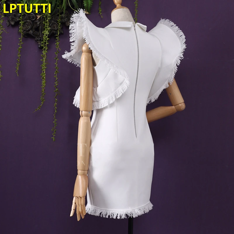 LPTUTTI кисточкой Ruched Новые Сексуальные женские праздничные элегантные вечерние платья для выпускного вечера Необычные Короткие Роскошные вечерние платья