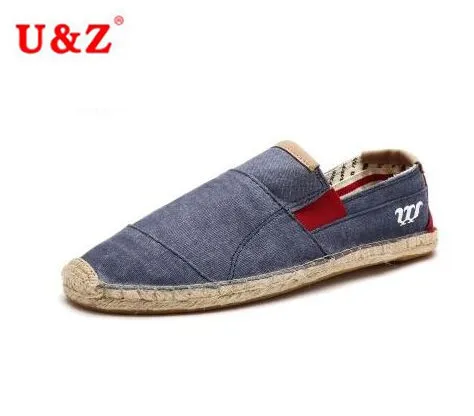 

New Spring Summer Male Canvas Linen Espadrilles color-blocking casual shoes,Durable rubber sole slip-on shoes Men big size Eu45